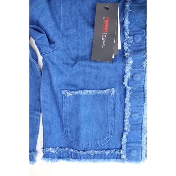 Tommy Girls Open Hem Frayed Magnetic Button Denim Jean Jacket M (8-10) NWT - Picture 3 of 11